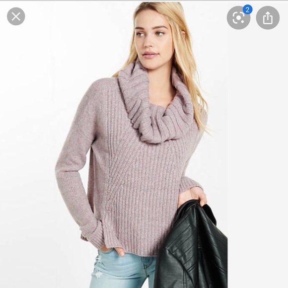 Express Mixed Knit Cowl Turtleneck Boxy Sweater - Picture 1 of 10